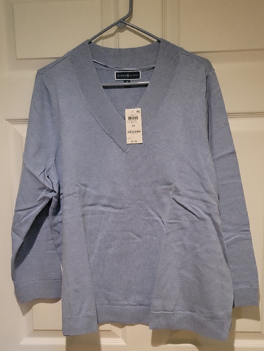 Karen Scott Women's V-Neck Sweater - Light Blue